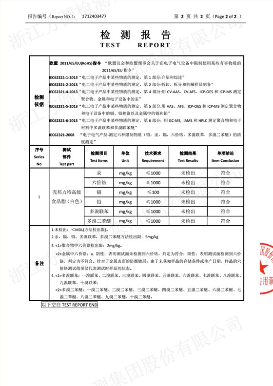 白色食品脂检测报告2